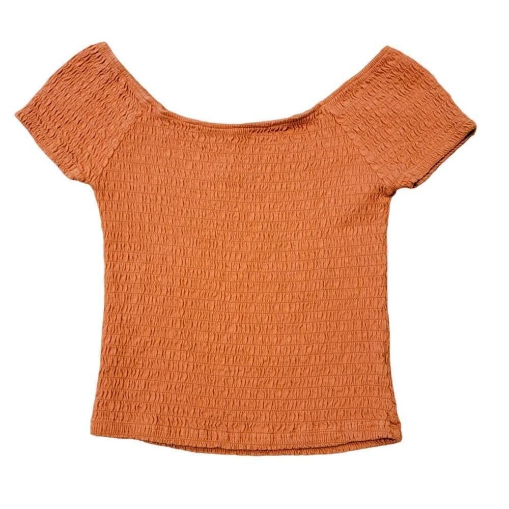 American Rag Orange Smocked Stretch Crop Top Size XL Festival Boho Summer